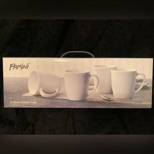 Parini 4-piece white ceramic mugs